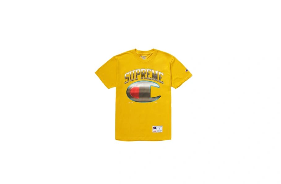 Supreme x Champion Chrome SS Tee Gold SS19 - Size Medium